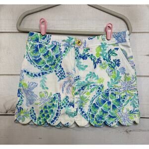 Lilly Pulitzer Skirt Sz 4 EUC Turtle Print Scalloped Bottom Preppy Classy